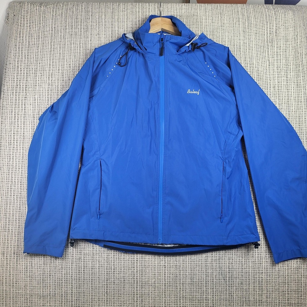 Baleaf Jacket Women Large Blue Hooded Windbreaker Full Zip Lightweight Rain Coat